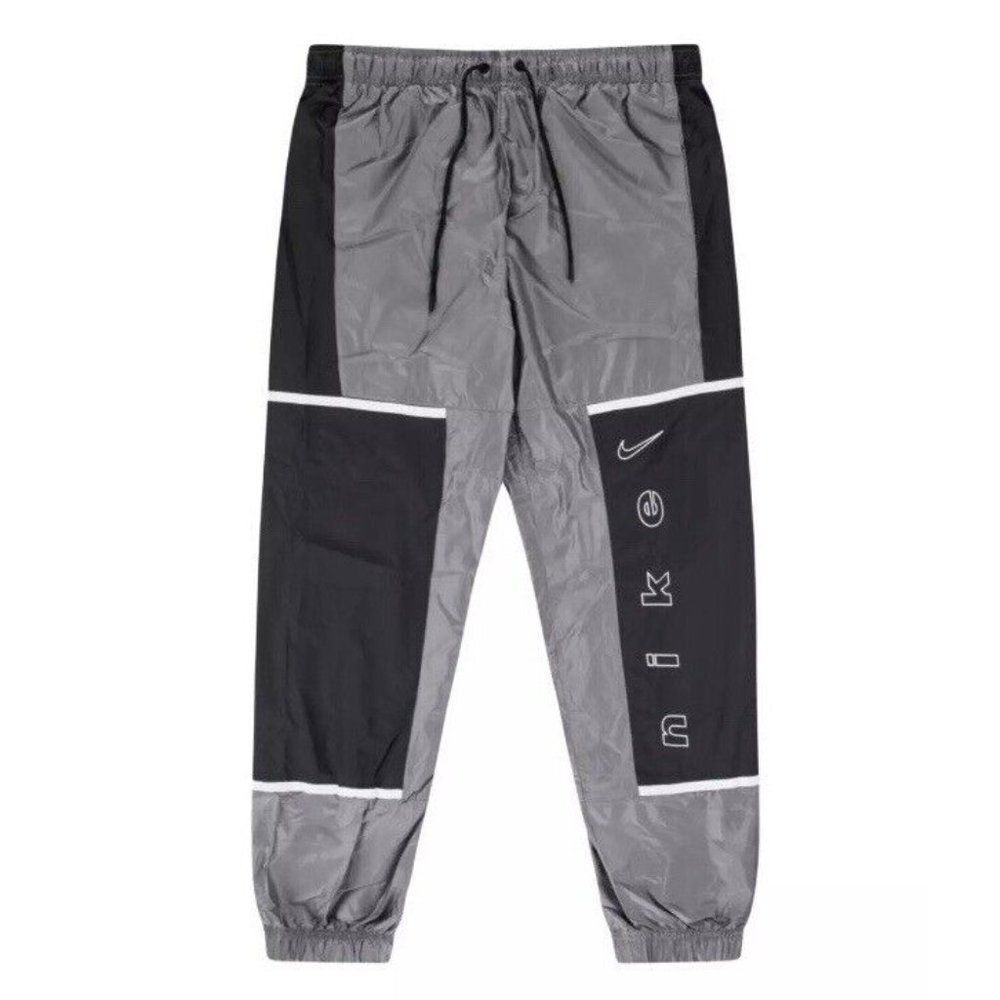 Nike Sportswear Woven Grey Black Joggers Pants CU6395-010 Women’s Size L NWT